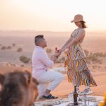 Marriage proposal on top of a dune at sunset – Merzouga, Morocco