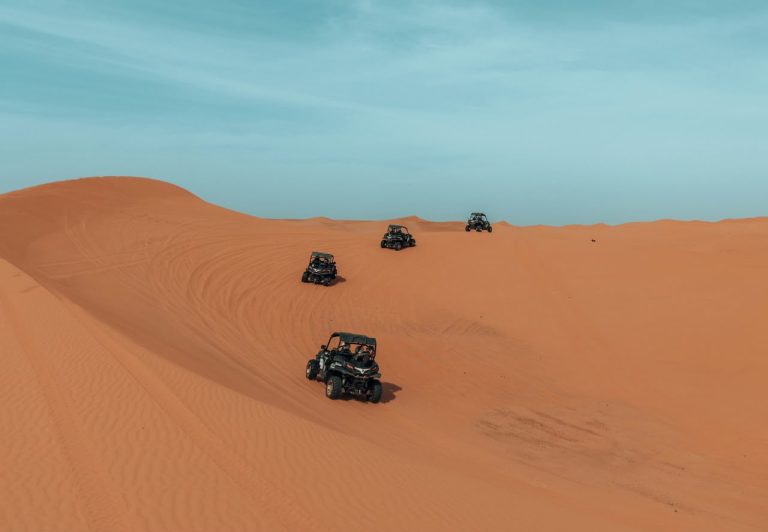 Buggies driving across the Erg Chebbi dunes – Merzouga